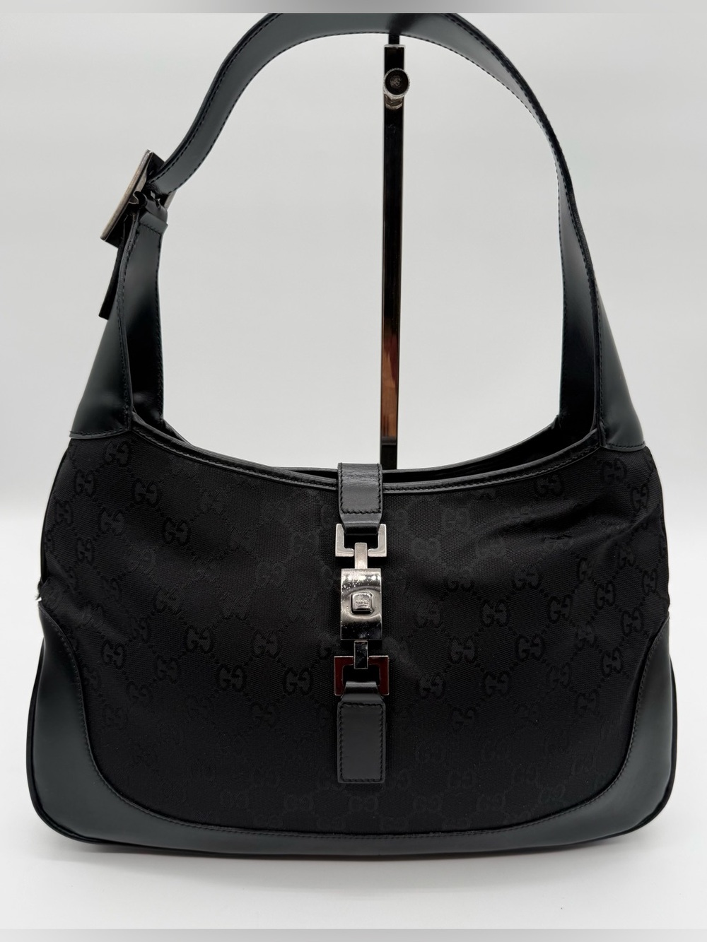 Gucci Jackie Black GG Canvas Bag